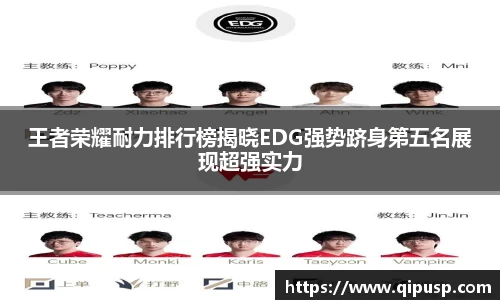 王者荣耀耐力排行榜揭晓EDG强势跻身第五名展现超强实力