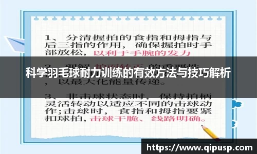 科学羽毛球耐力训练的有效方法与技巧解析